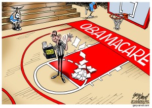 Cartoonist Gary Varvel: Referee Obama keeps changing the rules